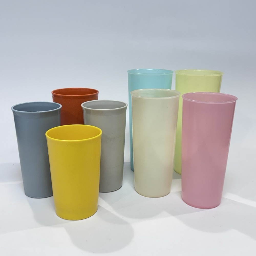 Vintage Tupperware Plastic Cups Tumblers Lot of 8 Various Colors & Years